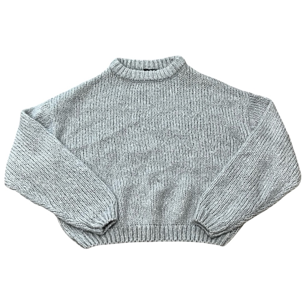 H&M Grey Knit Sweater Crew neck Cabin-core Scandi Girl Cottage core Spring fall - Picture 3 of 6
